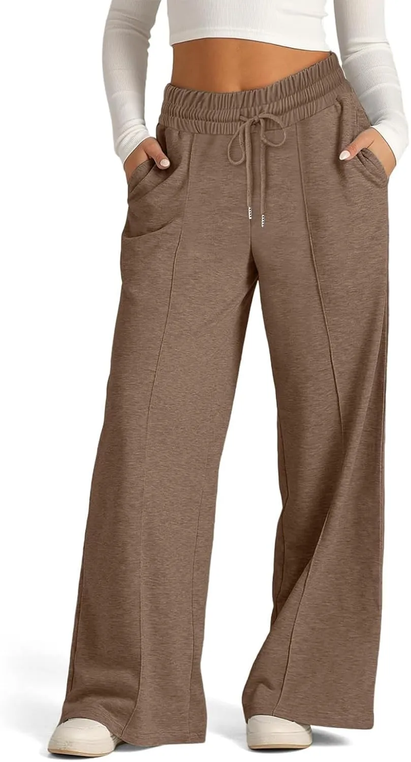 Wide Leg Sweatpants Women Drawstring High Waisted Joggers Casual Y2k Trouser Sweat Palazzo Pants with Pockets