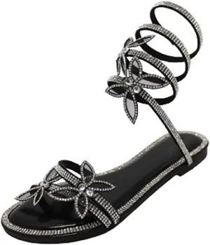 Wild Diva Women Butterfly Rhinestone Wrap-around Flat Sandals Flat Butterfly Sandals Roo-13
