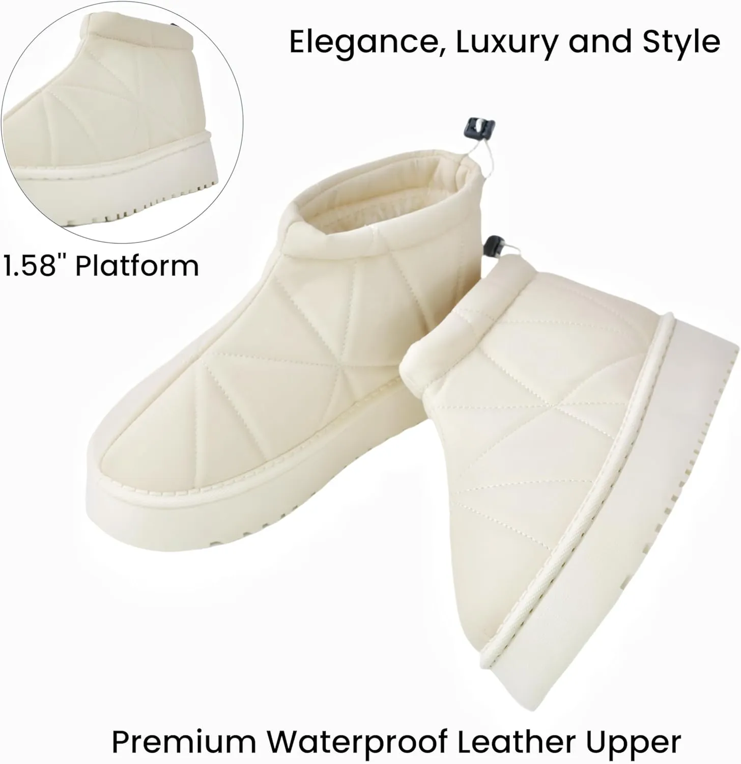 Winter Ankle Boots for Women - Water Resistant Leather Booties Non-Slip Platform Suede Mini Women's Boots - Perfect for Christmas Gifts