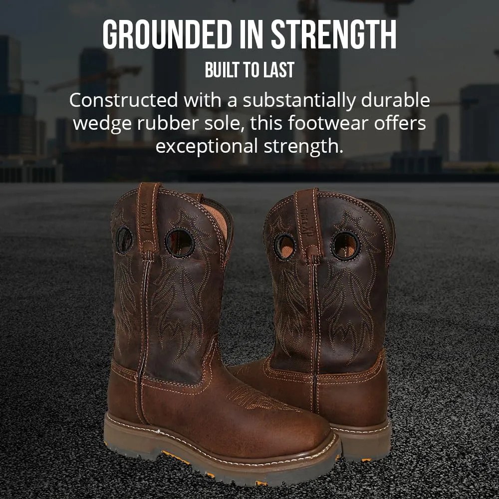 Wolf Genuine Leather Mens Work Boots - Insulated, Oil & Slip Resistant Construction Work Boots Men