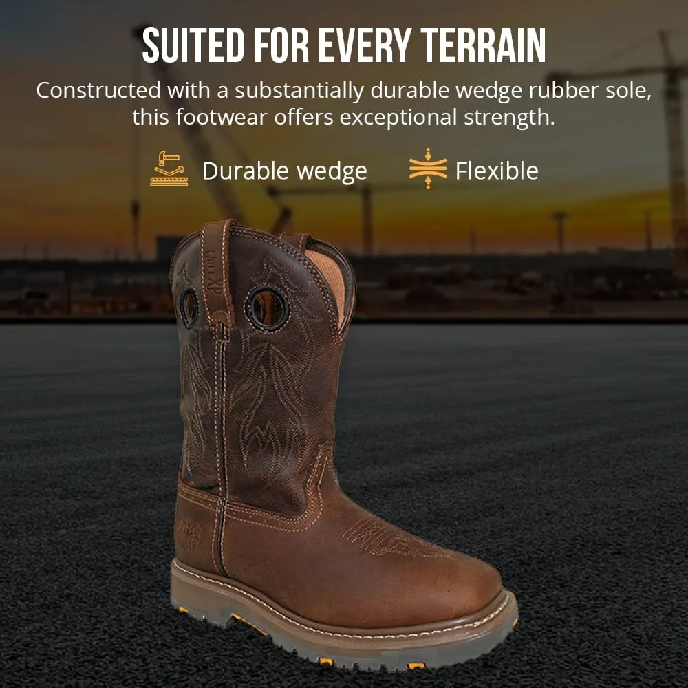 Wolf Genuine Leather Mens Work Boots - Insulated, Oil & Slip Resistant Construction Work Boots Men