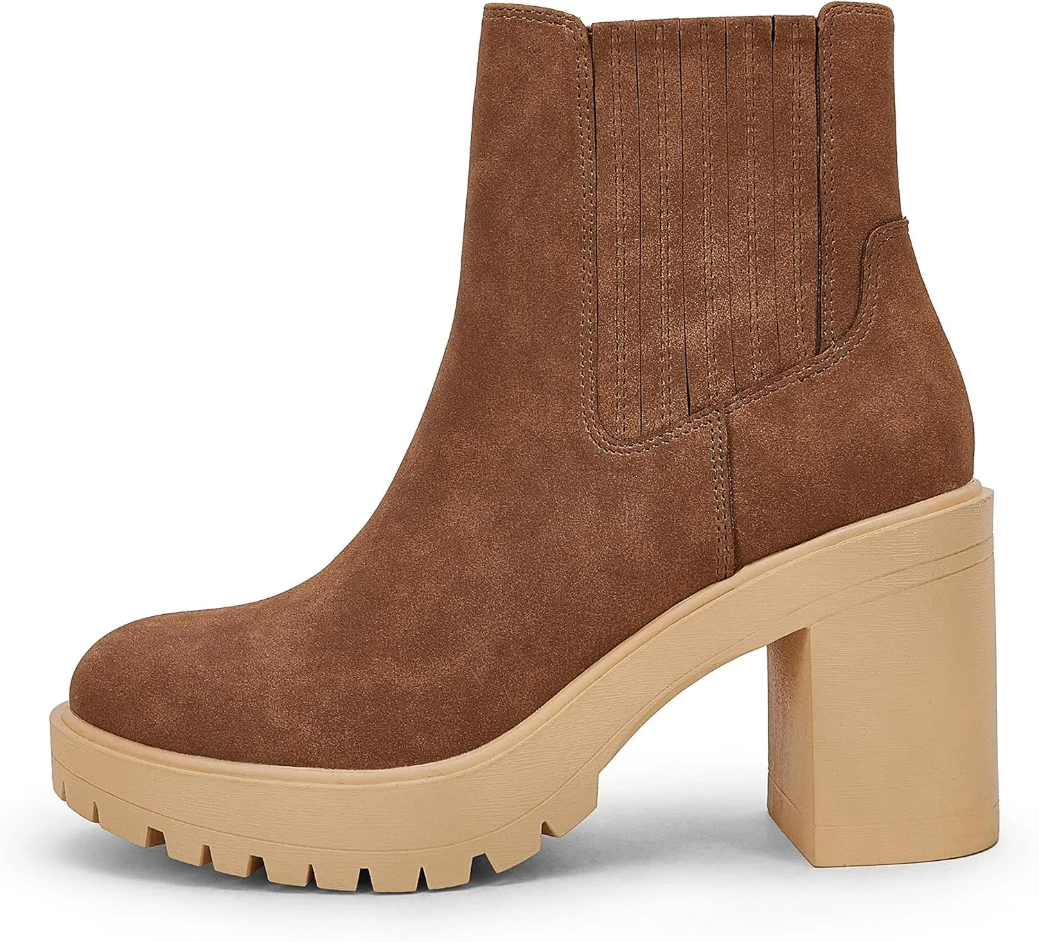 Womems Platform Lug Sole Ankle Boots Chunky Block Heel Seam Booties Combat Cozy Round Toe Chelsea Shoes