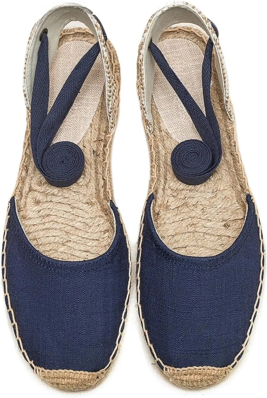 Women Espadrille Lace Up Flats Comfortable Summer Breathable Espadrille Sandals Adjustable Shoelace Dating Work Travel