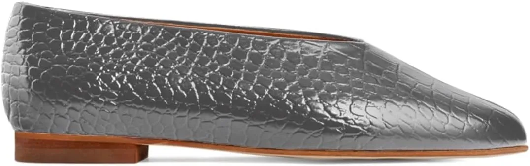 Women Flat Penny Loafers Closed Round Toe Slip On Loafer Flats Matte Leather Crocodile Ballet Flats for Daily Casual Office Work Flat Shoes Club Driver Flats Comfort Spring Size 4-11 M US