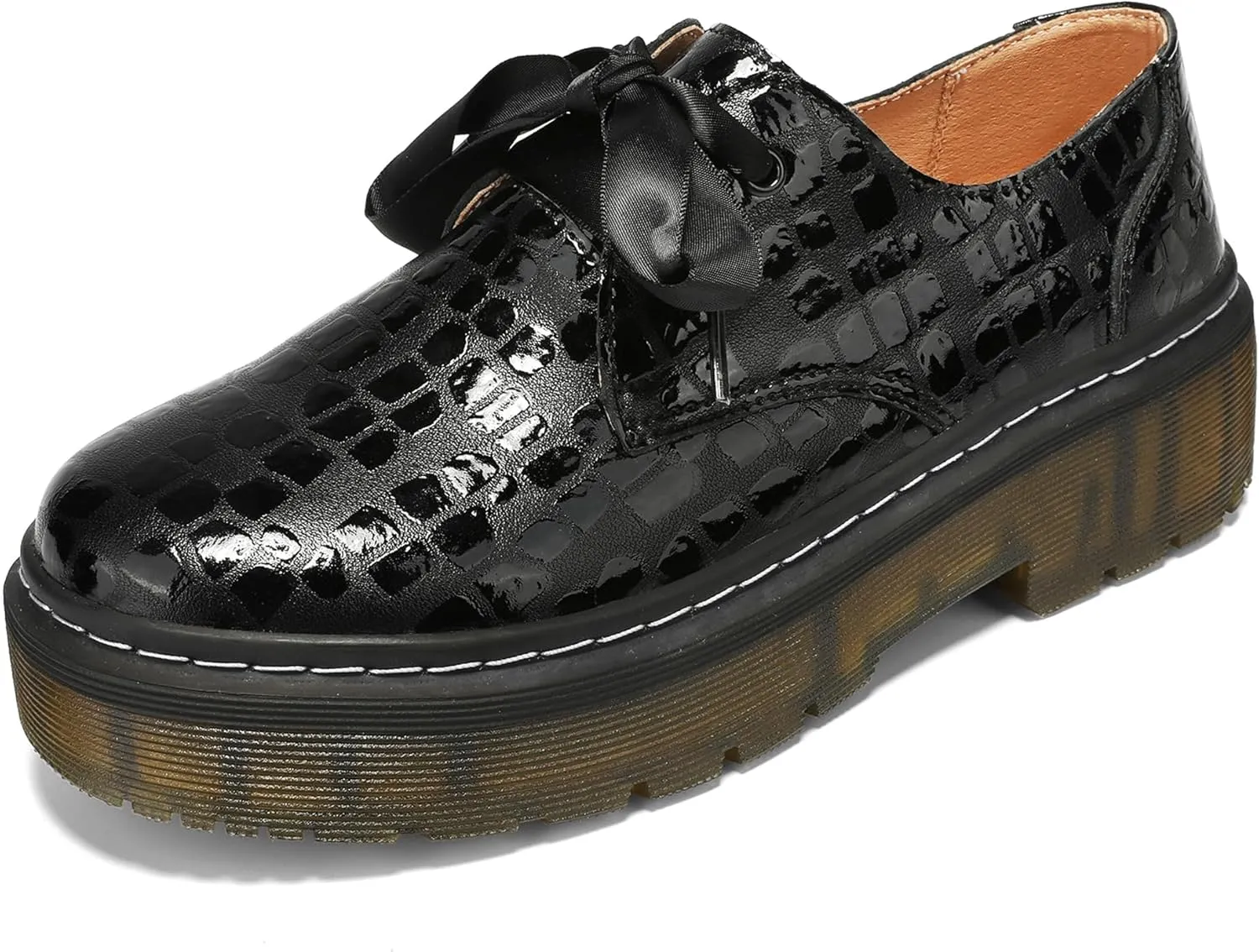 Women Lace-up Platform Chunky Loafers Classic Lug Sole Oxford Shoes Business Work Office Dress Shoes