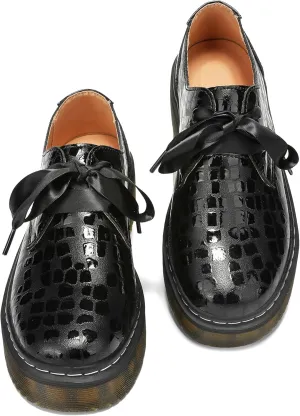 Women Lace-up Platform Chunky Loafers Classic Lug Sole Oxford Shoes Business Work Office Dress Shoes