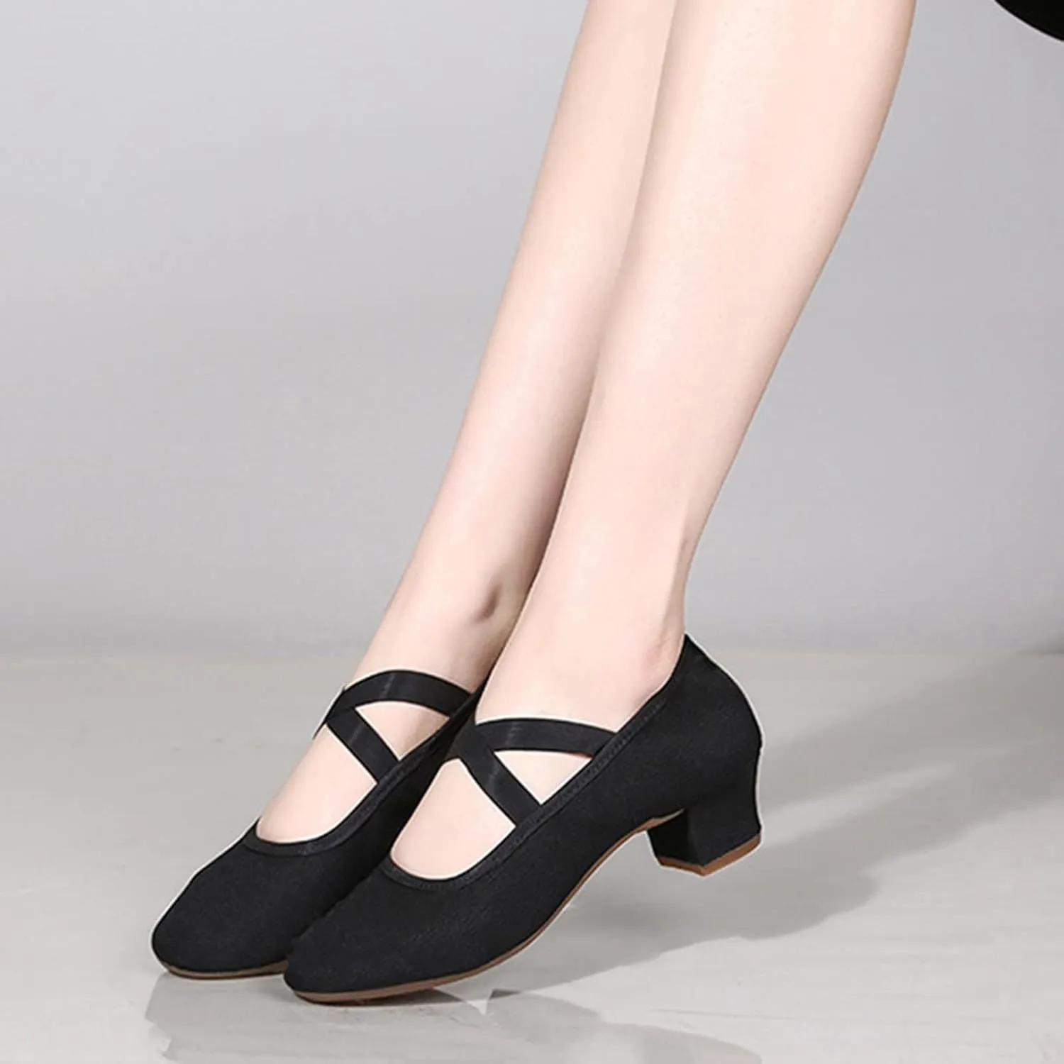 Women Mary Janes Shoes Comfortable Dress Shoes Chunky Heels Work Pumps Vintage Cross Strap Loafers Business Shoe