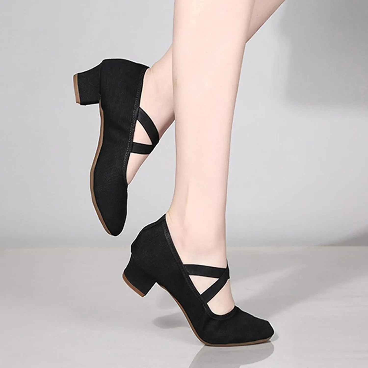 Women Mary Janes Shoes Comfortable Dress Shoes Chunky Heels Work Pumps Vintage Cross Strap Loafers Business Shoe