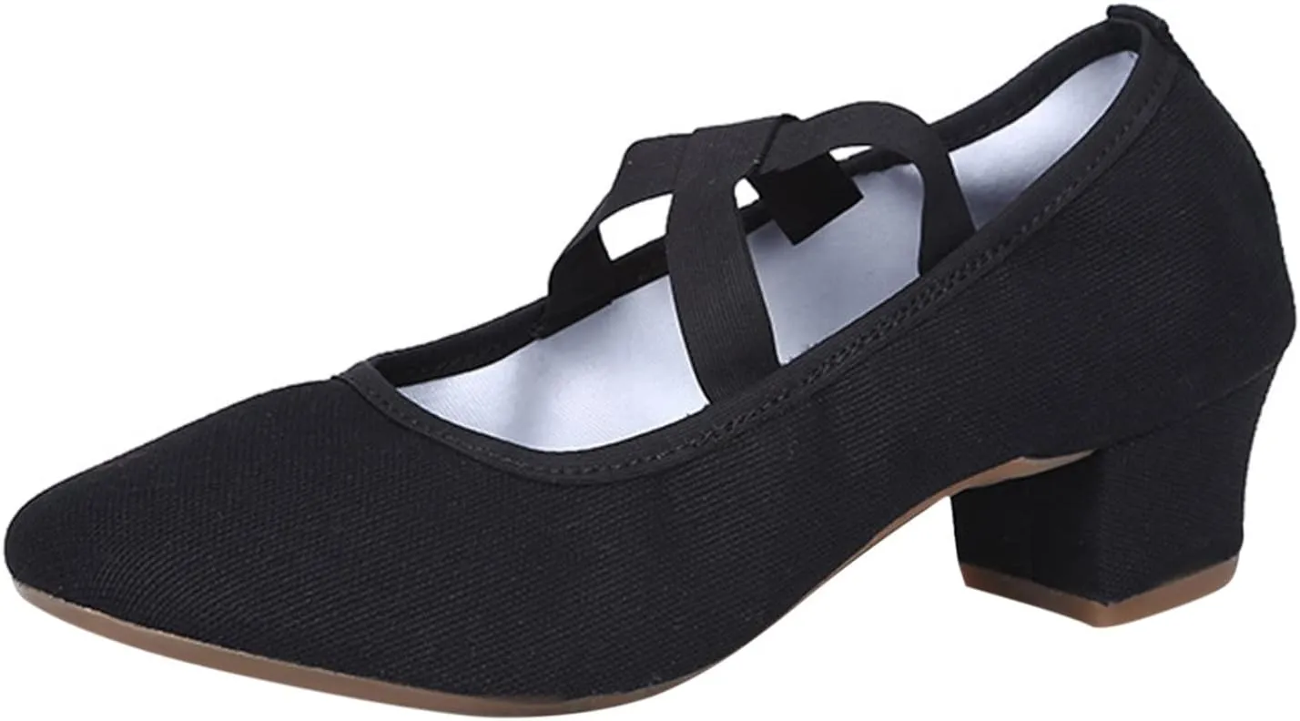 Women Mary Janes Shoes Comfortable Dress Shoes Chunky Heels Work Pumps Vintage Cross Strap Loafers Business Shoe