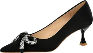 Women Sandal Bow Wedding Party Dress Shoes Stiletto Heel Pointed Toe Slip On Sandal Summer Comfortable Casual Shoes