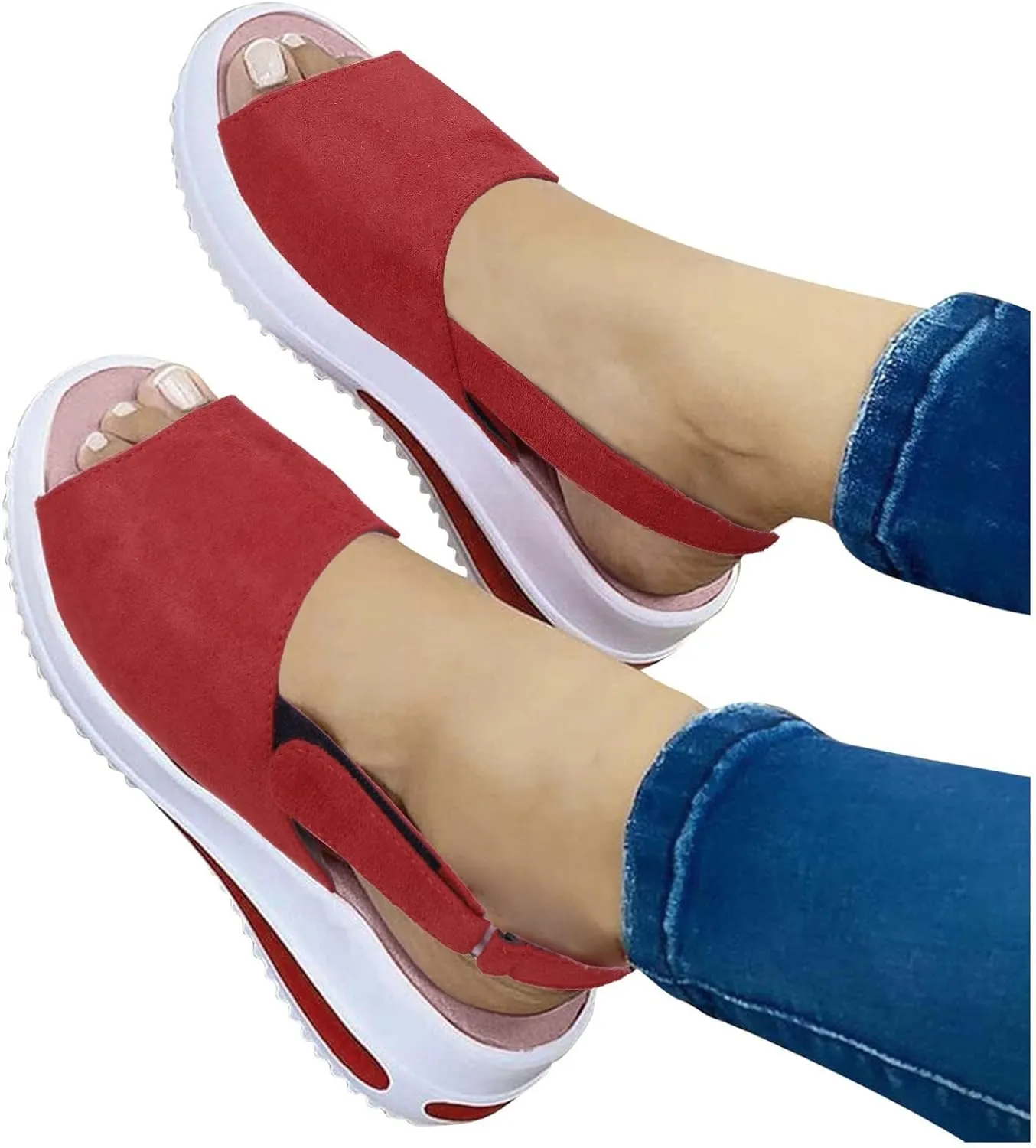 Women Sandals Comfortable Open Toe Slingback Non Slip Sandals Casual Strappy Ankle Strap Metal Buckle Espadrilles Walking Shoes Ladies Fashion Elegant Work Shoes