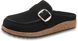 Women Suede Clogs Leather Mules for Women Cork Footbed Sandals Potato Shoes with Arch Support