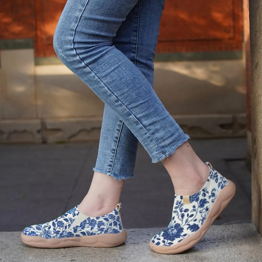 Women Vintage Floral Slip On Travel Shoes Ultra Lightweight Comfort Loafers Summer Breathable Walking Footwear