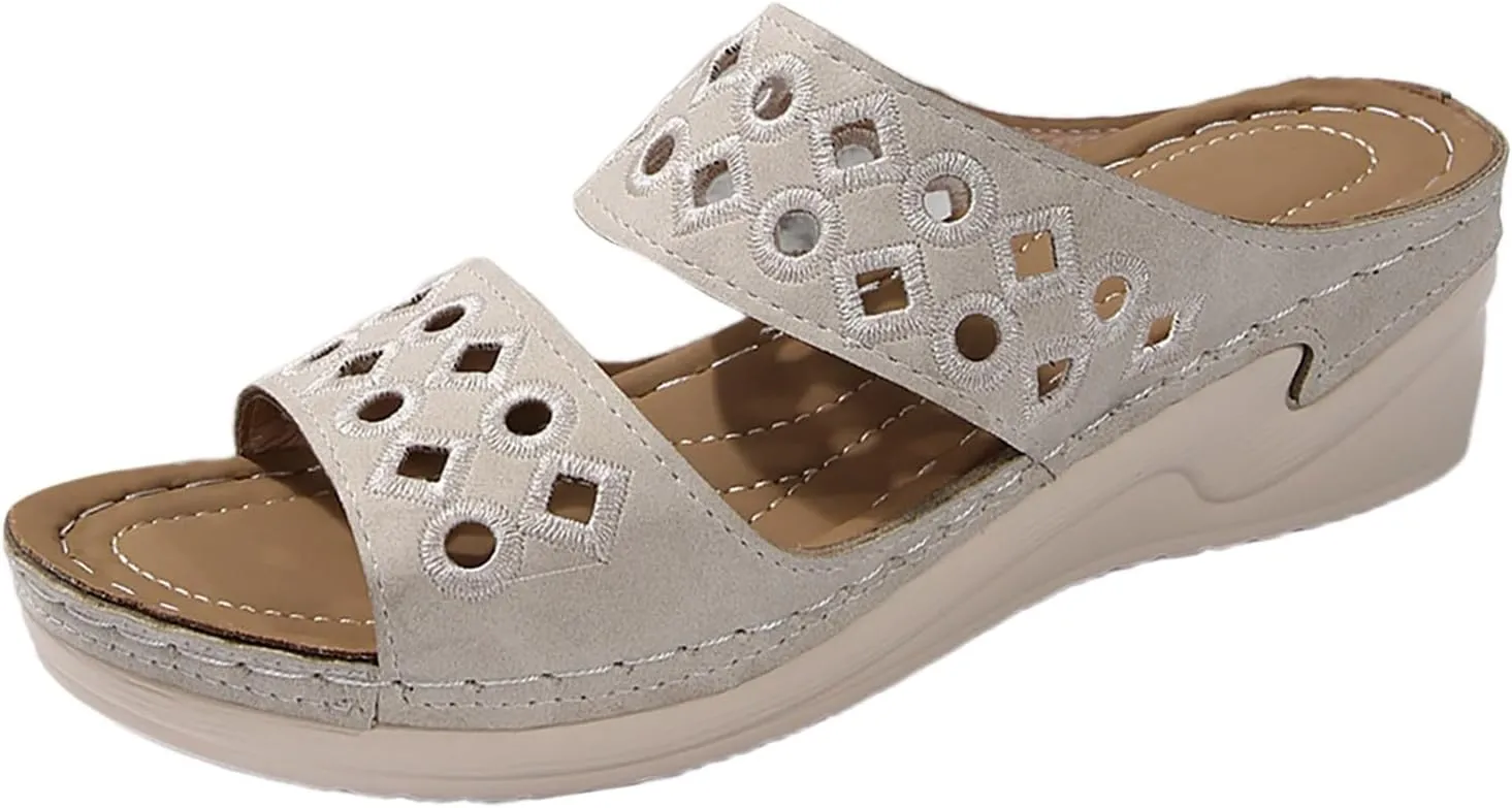 Women Wedge Sandals Comfortable Walking Casual Slip on Summer Shoes Womens Comfort Lightweight Platform Sandals