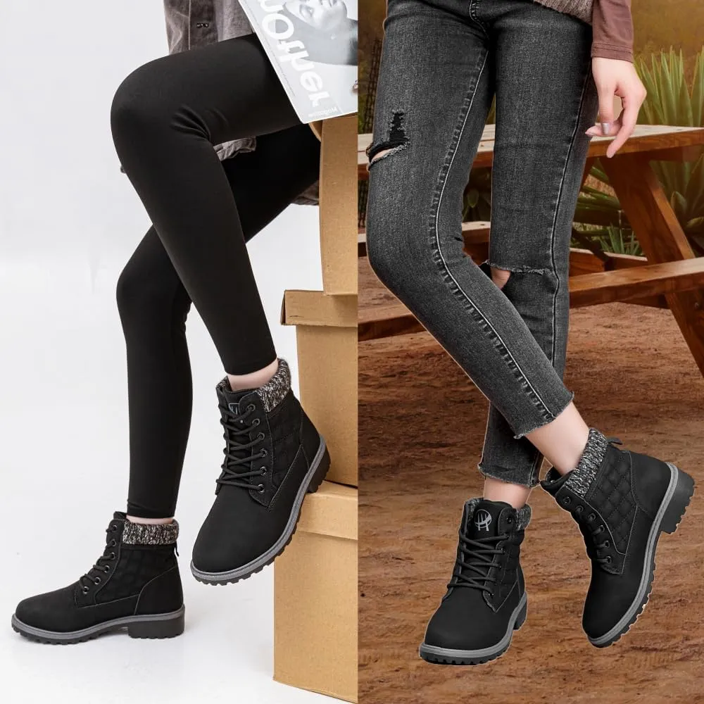 Women Work Hiking Boot - Hike Ankle Outdoor Non Slip Composite Construction Lightweight Waterproof Comfortable Black White