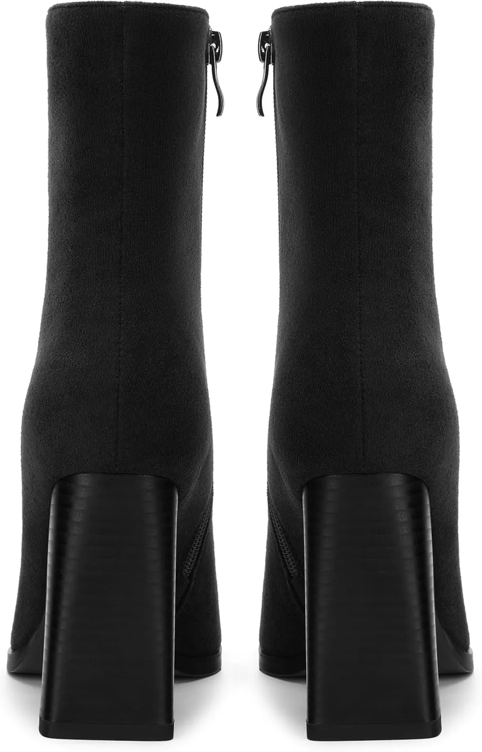 Womens Ankle Boots, Square Toe High Heel Short Boots for Women, Fashion Chunky Heel Mid Calf Boots with Side Zipper 3.5 In