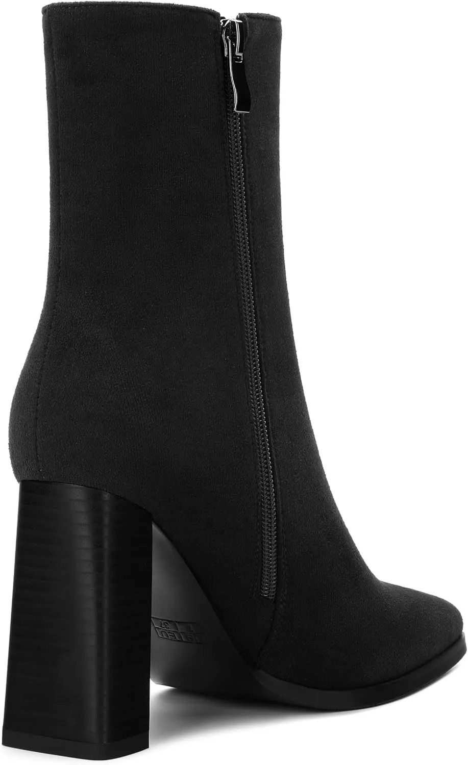 Womens Ankle Boots, Square Toe High Heel Short Boots for Women, Fashion Chunky Heel Mid Calf Boots with Side Zipper 3.5 In