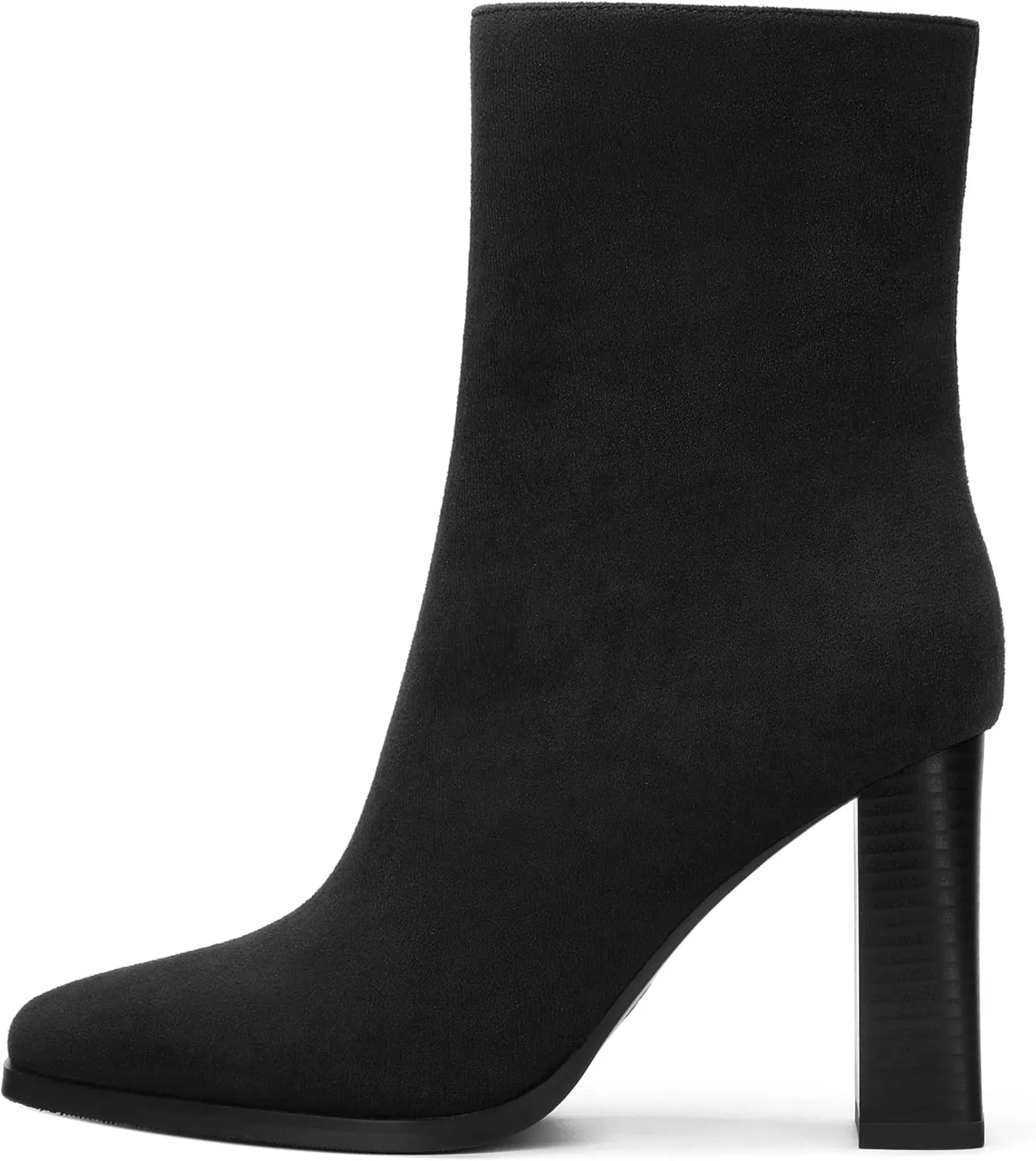 Womens Ankle Boots, Square Toe High Heel Short Boots for Women, Fashion Chunky Heel Mid Calf Boots with Side Zipper 3.5 In