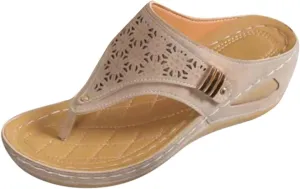 Women’s Arch Support Flowers Clip Toe Sandals Breathable Comfortable Walking Soft Nano-foam Platform Wide Width Wedges