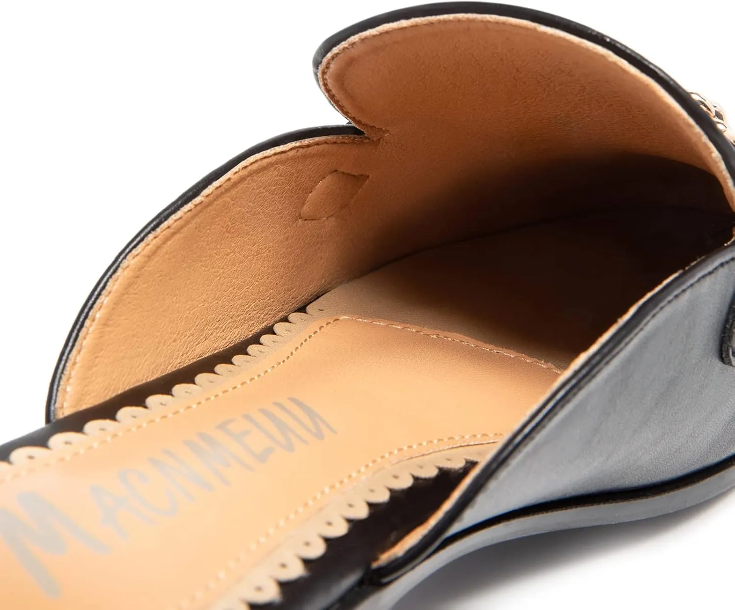 Women's Black Mules: Round Toe, Backless, Slides, Comfortable, Metal Buckle