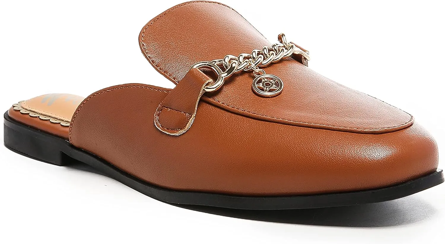 Women's Black Mules: Round Toe, Backless, Slides, Comfortable, Metal Buckle