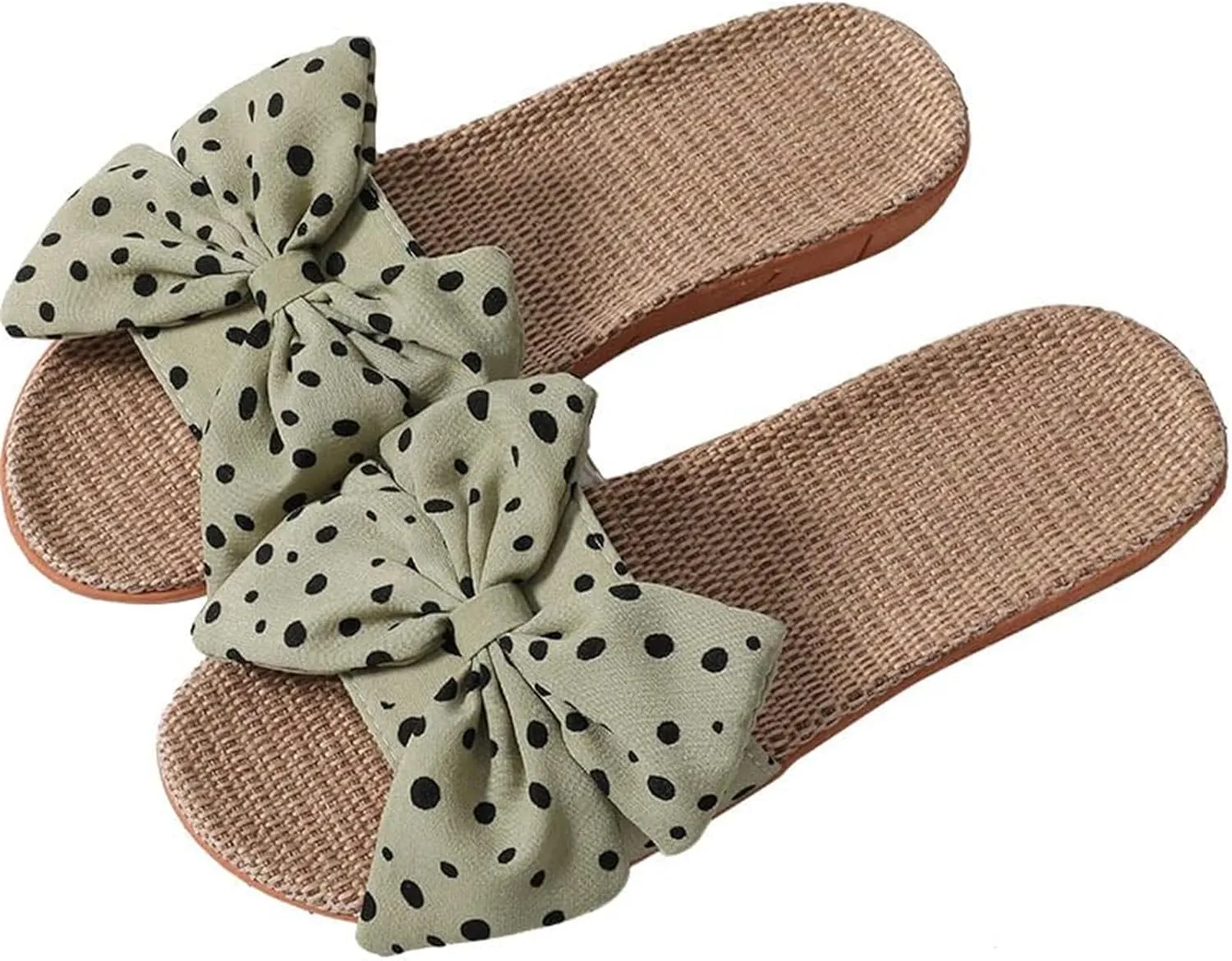 Women's Bow Knot Flat Sandals Breathable Summer House Slippers Casual Open Toe Slip On Sandal Non-Slip Cozy Indoor Slipper Flats Comfortable Beach Slide Sandals