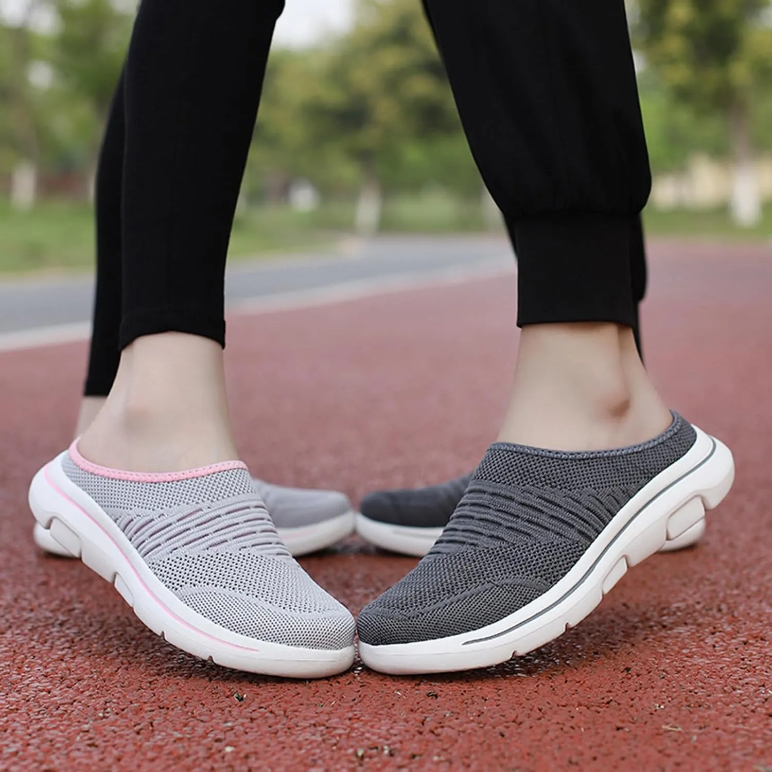 Womens Breathable Mesh Walking Mules Lightweight Breathable Slippers Mesh Slip-on Mule Shoes Orthopedic Closed Toe Sandal