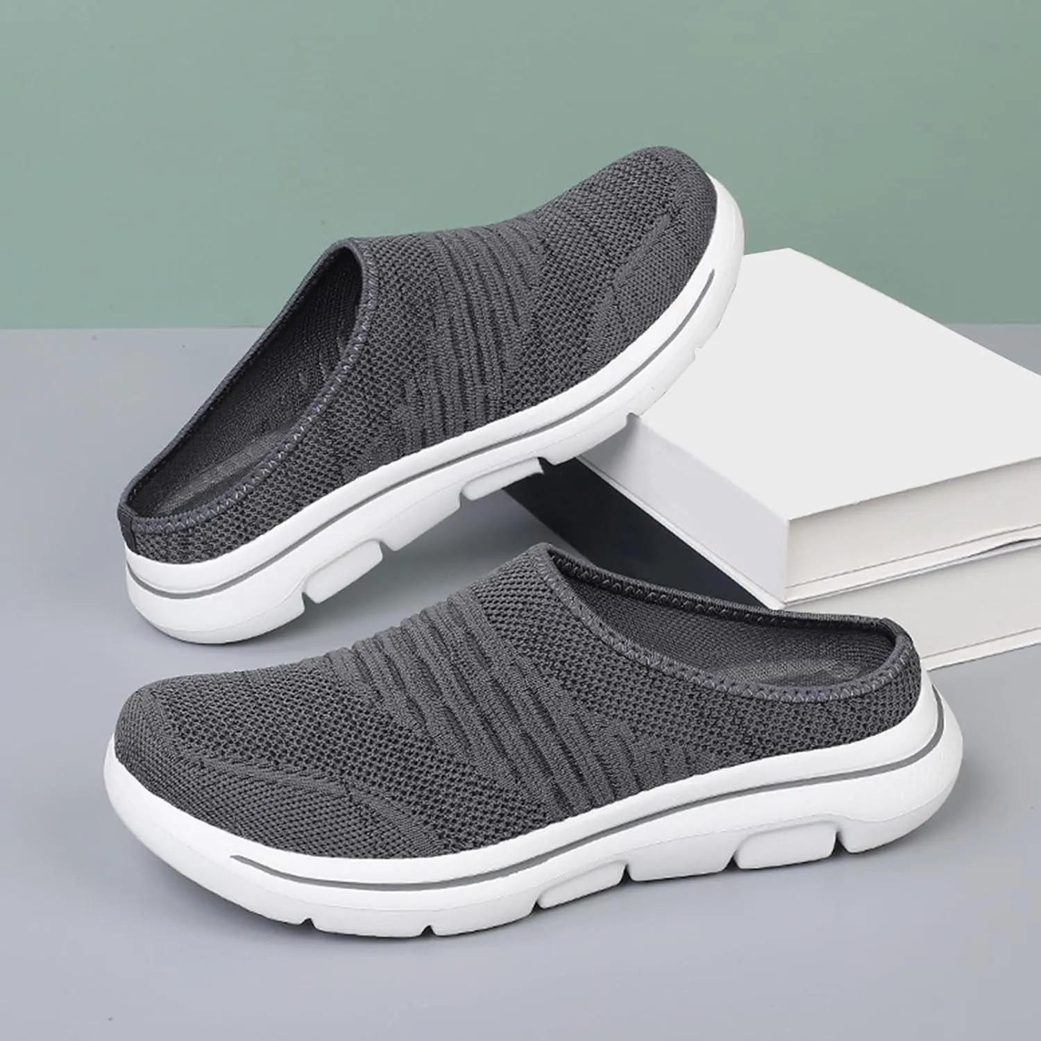 Womens Breathable Mesh Walking Mules Lightweight Breathable Slippers Mesh Slip-on Mule Shoes Orthopedic Closed Toe Sandal