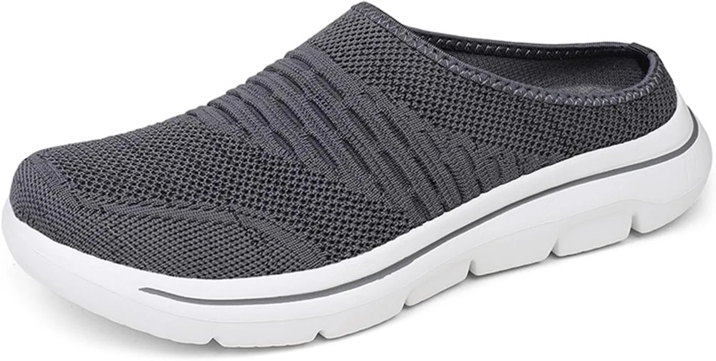 Womens Breathable Mesh Walking Mules Lightweight Breathable Slippers Mesh Slip-on Mule Shoes Orthopedic Closed Toe Sandal