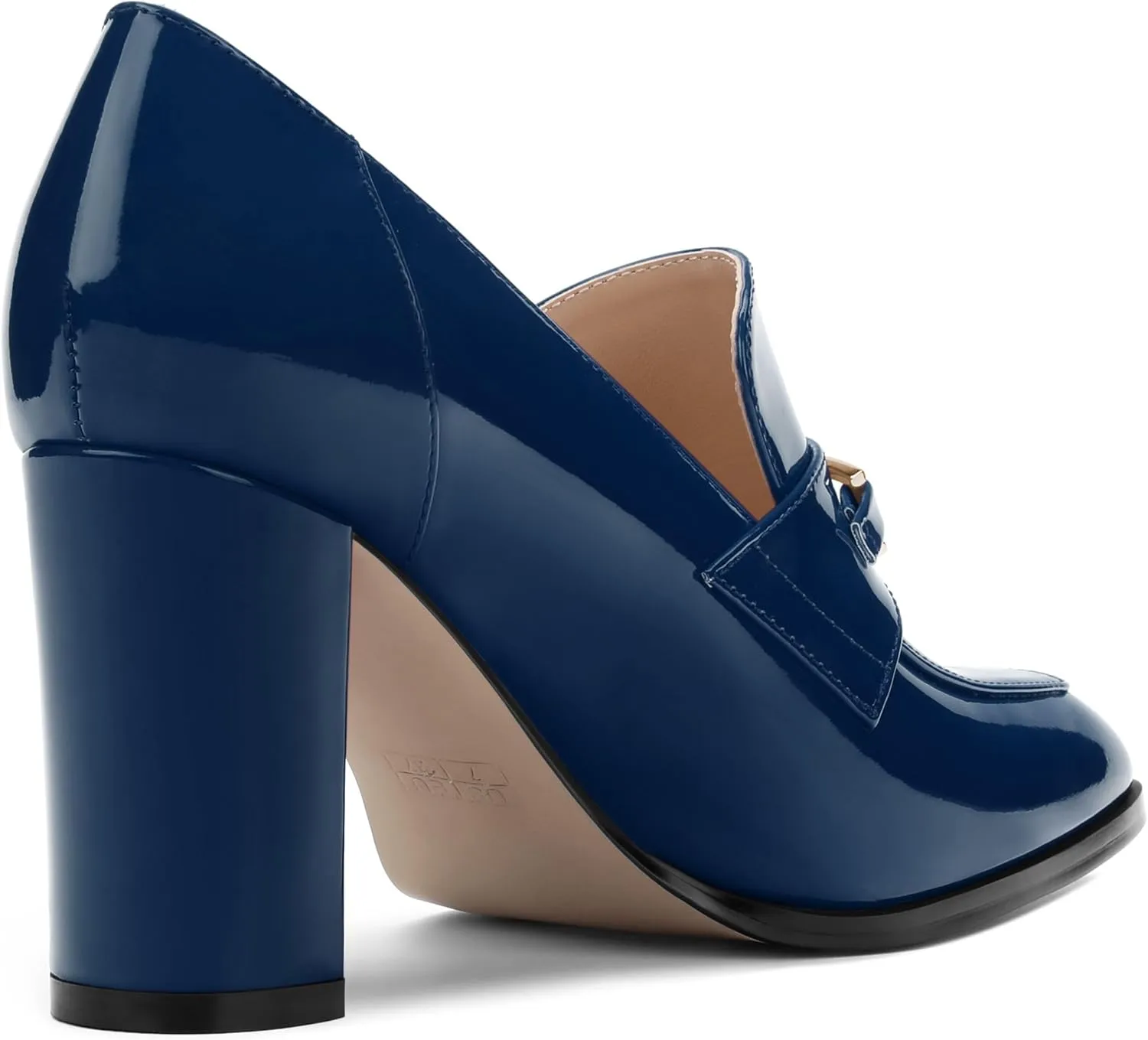 Womens Chunky Block Heels for Women Square Toe Patent Pumps, Slip on Loafers Office Party Prom Shoes 3 inch