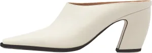 Womens Chunky Heeled Mules Closed Pointed Toe Clogs Backless Booties Slip on Mules Heels Pumps