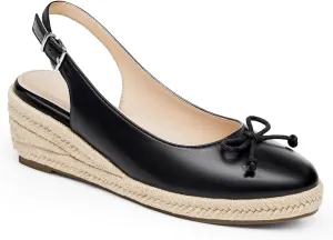 Womens Closed Toe Espadrilles Wedges Shoes Platform Slingback Mid Low Heel Canvas Bow Dress Sandals
