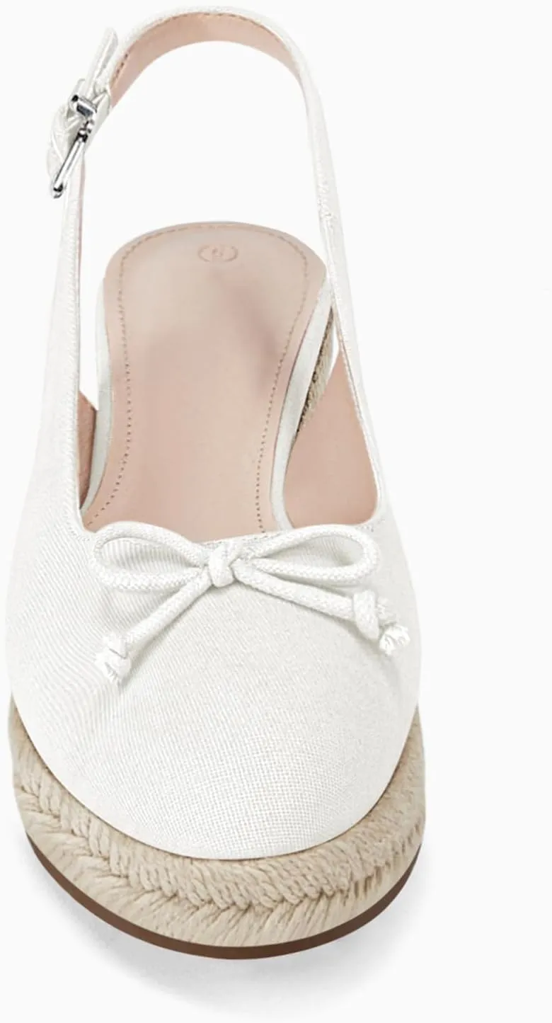 Womens Closed Toe Espadrilles Wedges Shoes Platform Slingback Mid Low Heel Canvas Bow Dress Sandals