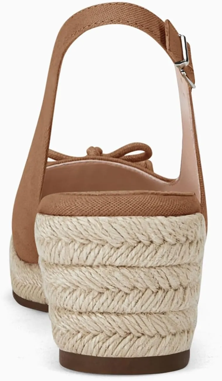 Womens Closed Toe Espadrilles Wedges Shoes Platform Slingback Mid Low Heel Canvas Bow Dress Sandals