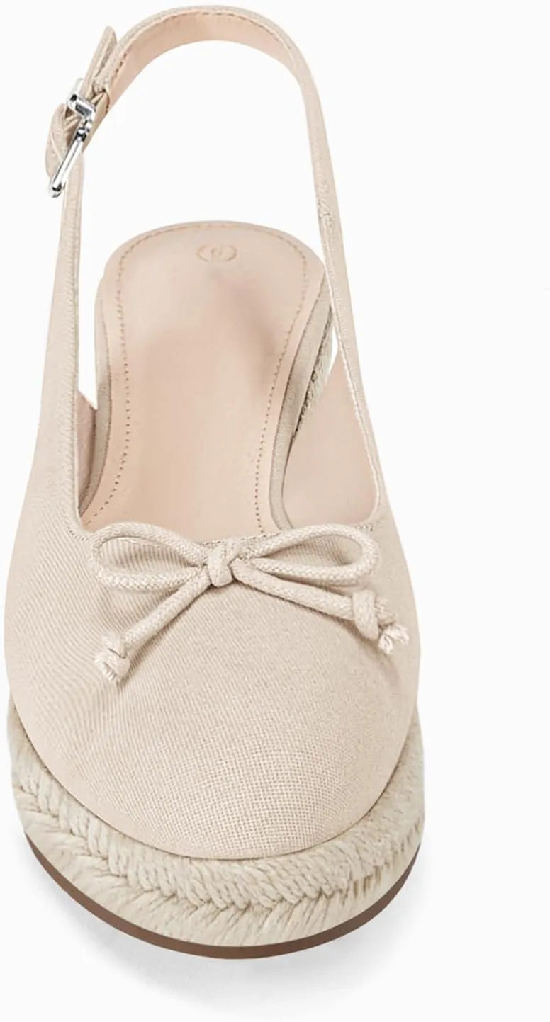 Womens Closed Toe Espadrilles Wedges Shoes Platform Slingback Mid Low Heel Canvas Bow Dress Sandals