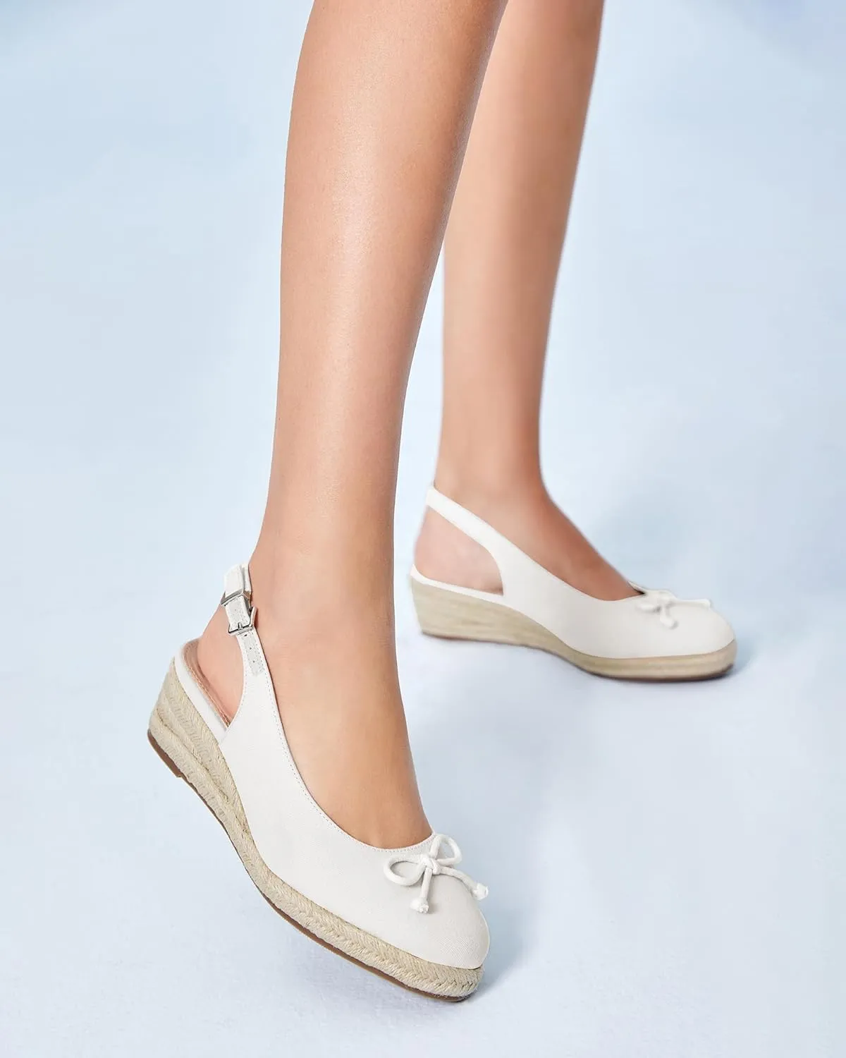 Womens Closed Toe Espadrilles Wedges Shoes Platform Slingback Mid Low Heel Canvas Bow Dress Sandals