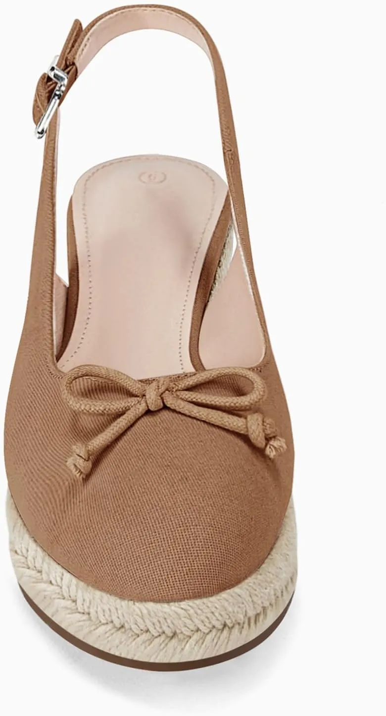 Womens Closed Toe Espadrilles Wedges Shoes Platform Slingback Mid Low Heel Canvas Bow Dress Sandals