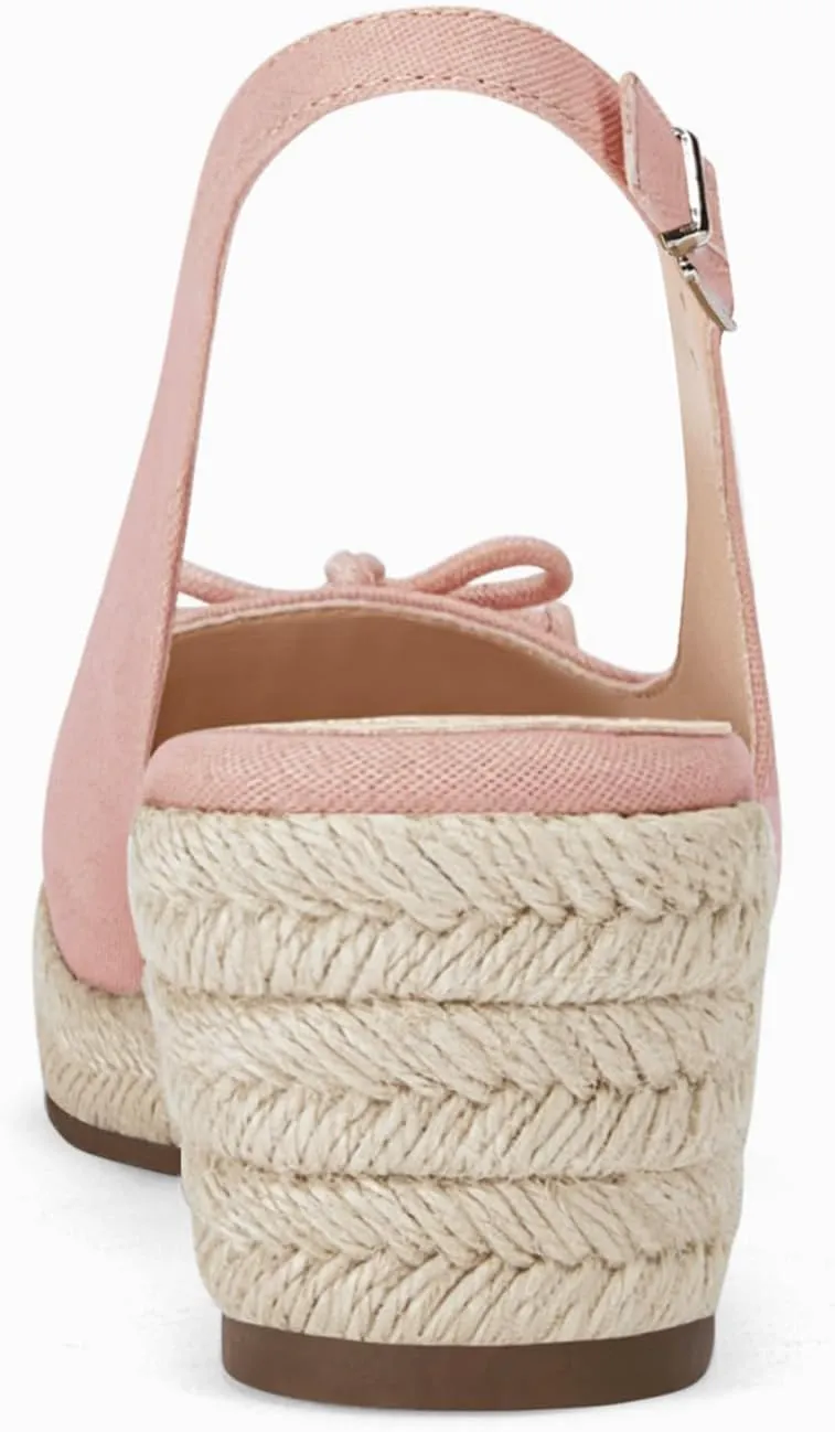 Womens Closed Toe Espadrilles Wedges Shoes Platform Slingback Mid Low Heel Canvas Bow Dress Sandals