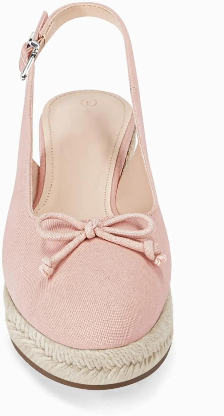 Womens Closed Toe Espadrilles Wedges Shoes Platform Slingback Mid Low Heel Canvas Bow Dress Sandals