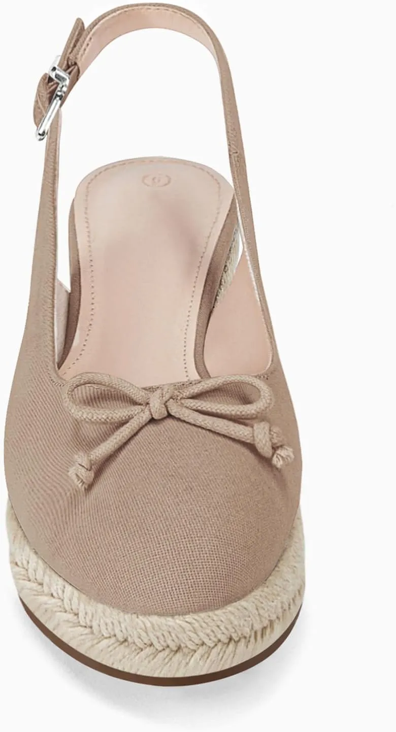 Womens Closed Toe Espadrilles Wedges Shoes Platform Slingback Mid Low Heel Canvas Bow Dress Sandals