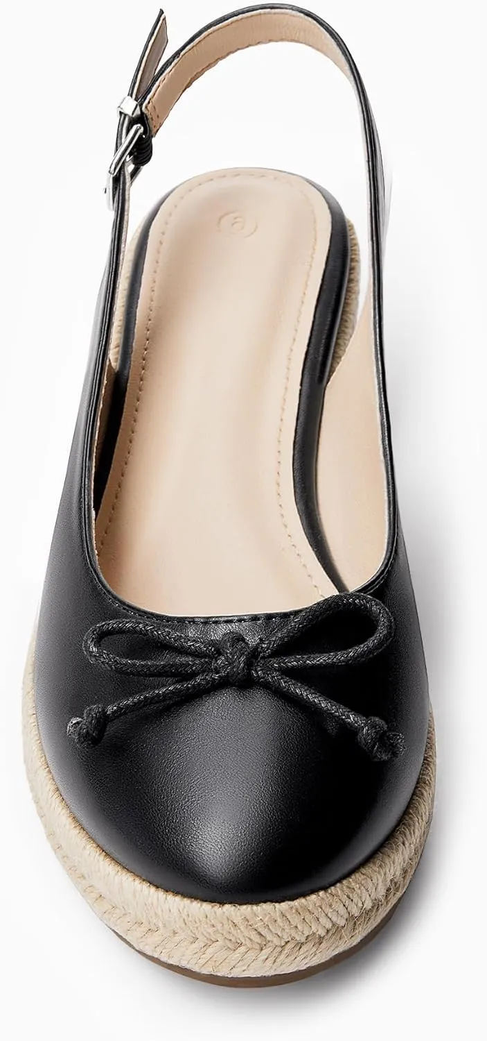 Womens Closed Toe Espadrilles Wedges Shoes Platform Slingback Mid Low Heel Canvas Bow Dress Sandals
