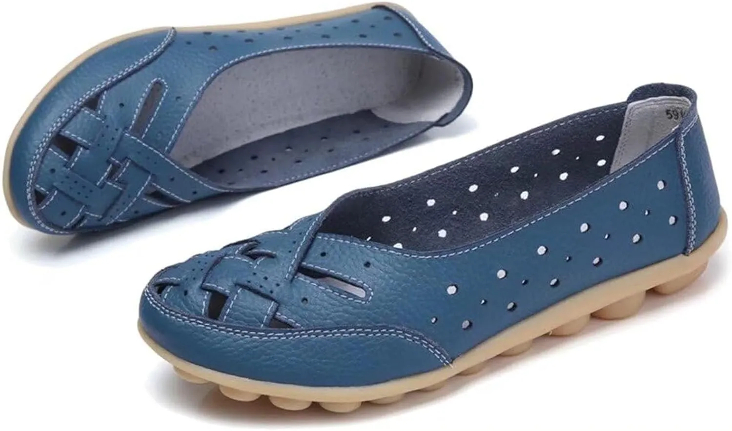 Women's Cowhide Leather Shoes Retro Closed Toe Flat Sandals Casual Comfort Slip On Shoe Fashion Genuine Sandal Wide Box Loafers Shoes Driving Moccasins Dressy Walking Sandals