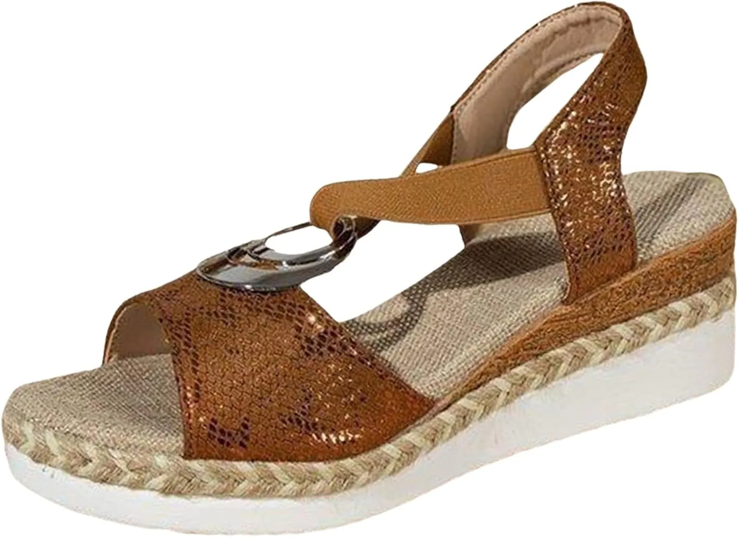 Women's Espadrilles Wedge Sandals Open Toe Ankle Strappy Vintage Lightweight Platform Sandals Heels Party Bridal Shoes Stylish Summer Dress Shoes