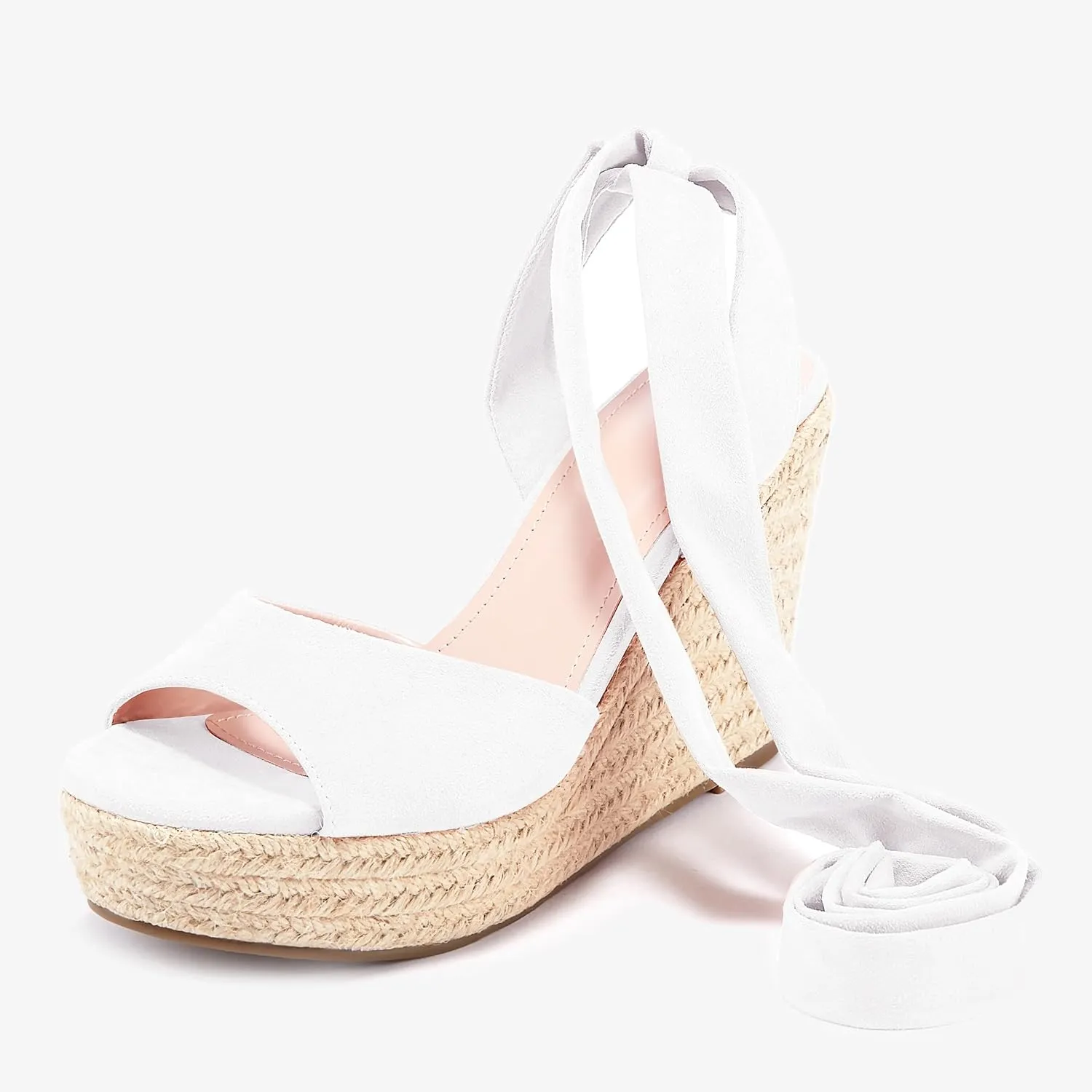 Womens Espadrilles Wedges Sandals Heels Open Toe Tie Lace Up Platform Ankle Strap Summer Dress Shoes