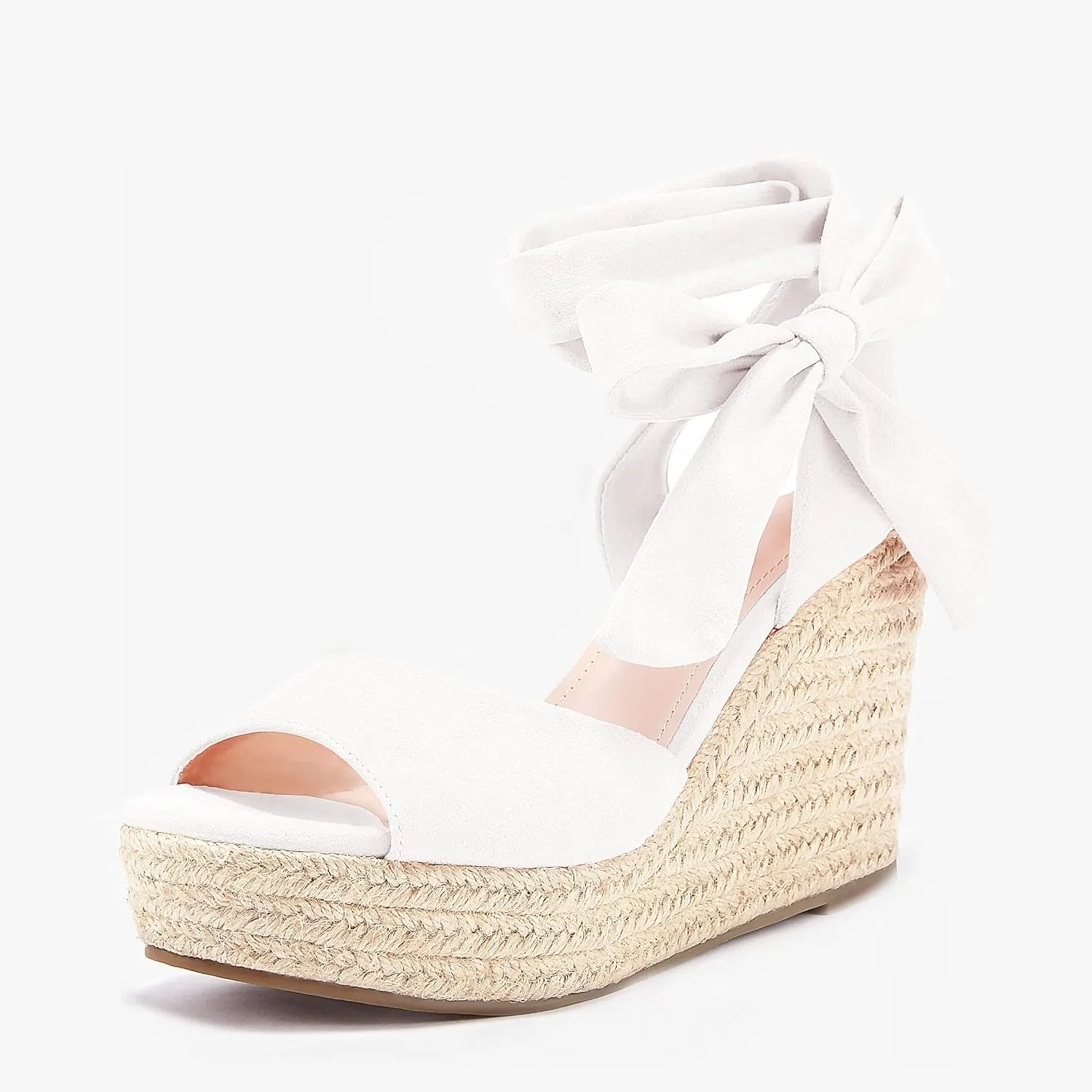 Womens Espadrilles Wedges Sandals Heels Open Toe Tie Lace Up Platform Ankle Strap Summer Dress Shoes