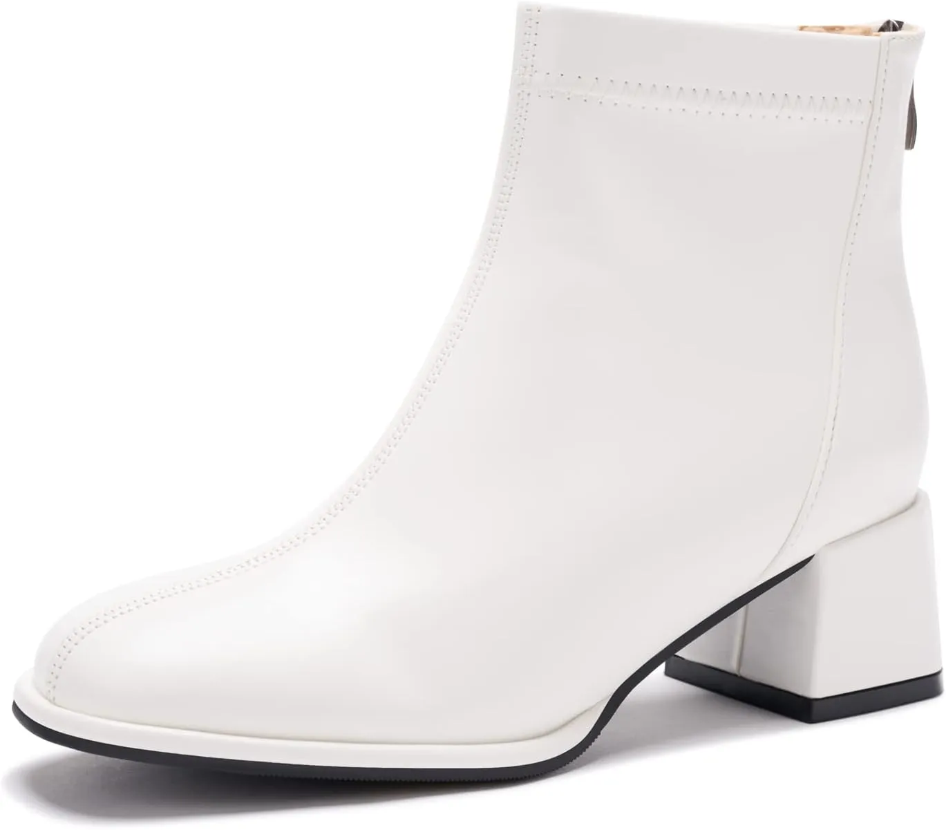 Women's Fashion Ankle Boots Chunky Low Block Heel Booties Back Zipper Fall Short Boots Shoes