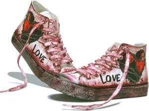 Women's Fashion Sneakers Heart-Shaped Graffiti Classic High Top Canvas Shoes Casual Walking Shoes