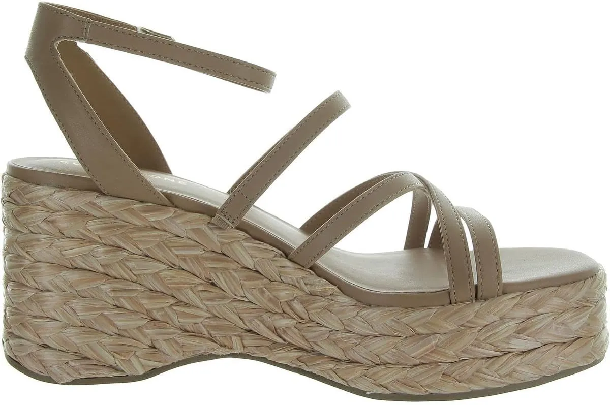 Womens Finnickk Faux Leather Strappy Wedge Sandals