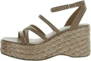 Womens Finnickk Faux Leather Strappy Wedge Sandals