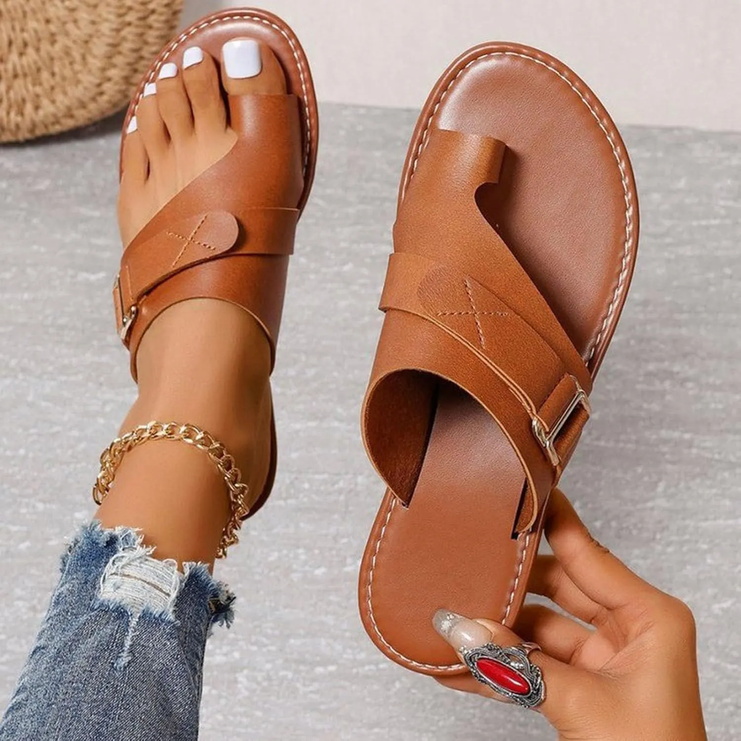 Women's Flat Non Slip Sandals Cool Slippers Female Soft Soled Non Slip Breathable Casual Womens Wedges Espadrille